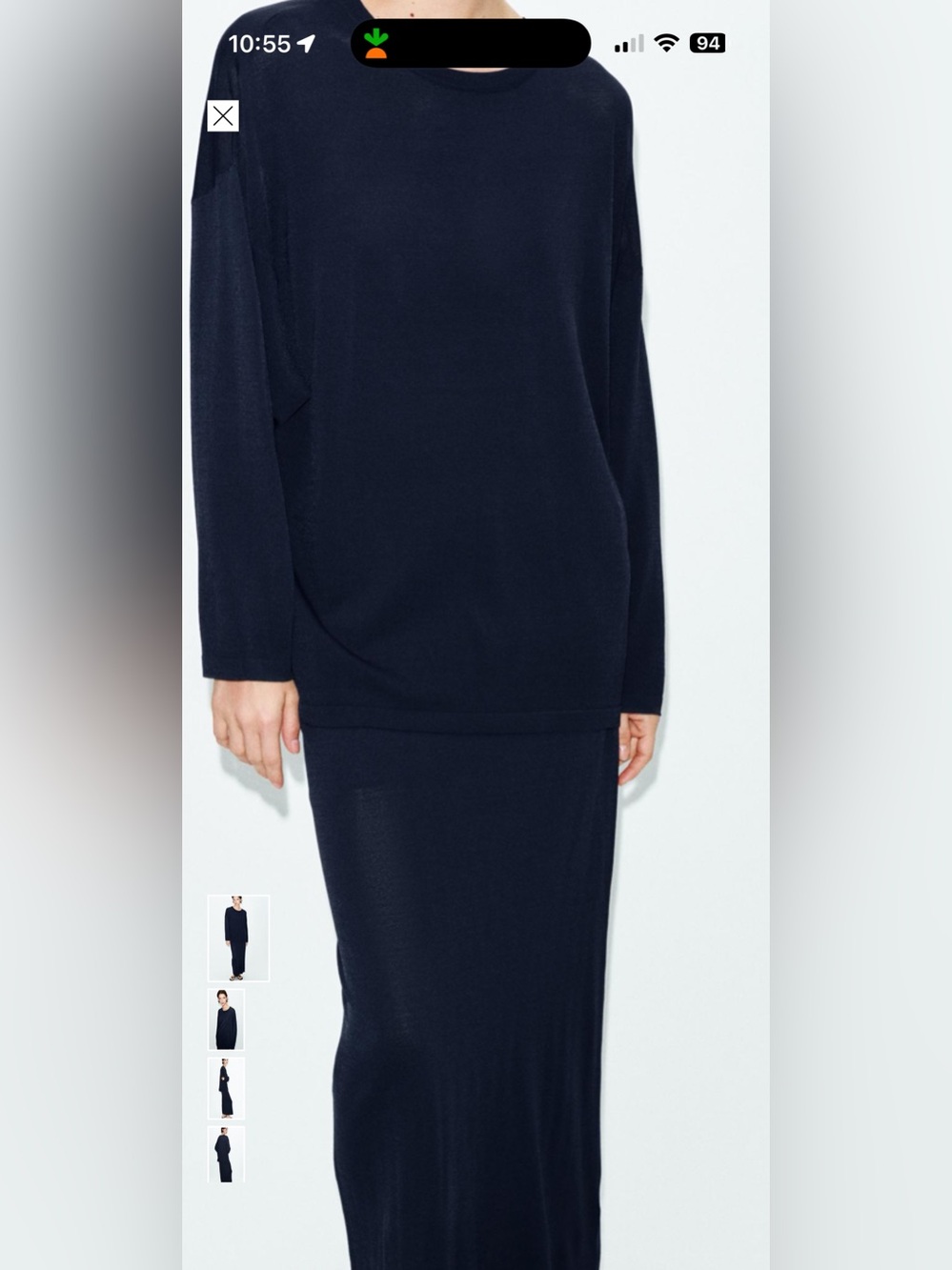 NWT ZARA Fine Knit Midi Skirt + Oversized Fine Knit Jumper NAVY Set M